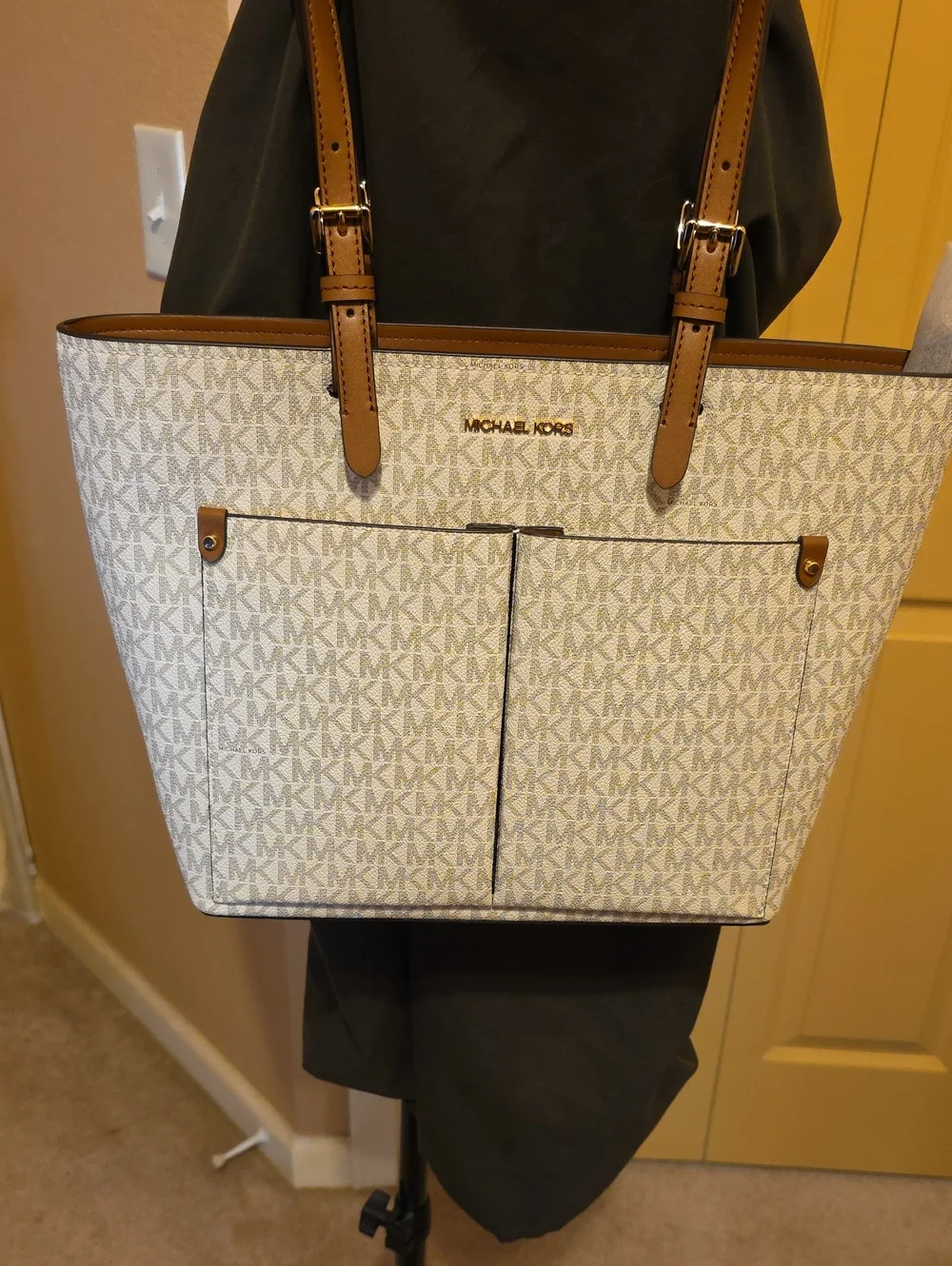 Michael Kors Vanilla Signature MK Tote with Acorn Trim